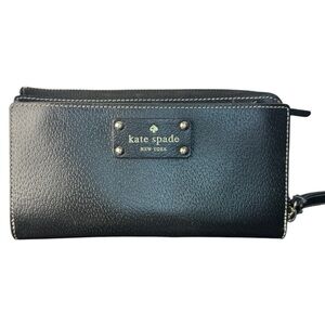 Kate Spade WLRU1779 Wellesley Layton  Black Textured Wristlet Bag Zip Wallet